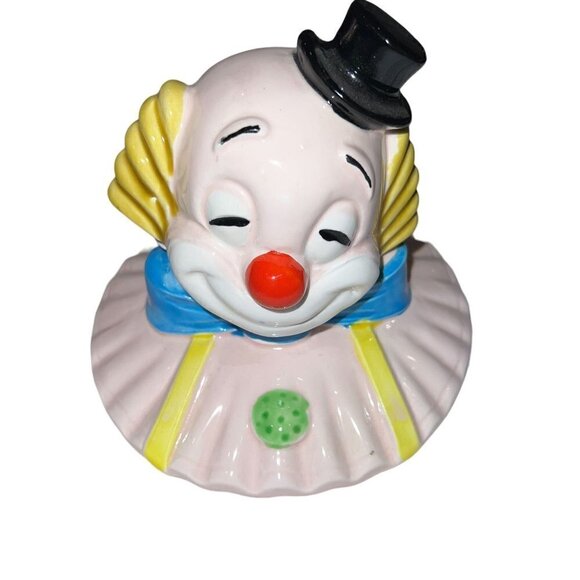 New Vintage‎ Cookie Jar Made in Japan Ceramic Clown Hat Bow Tie Ruffled Collar - Picture 6 of 14